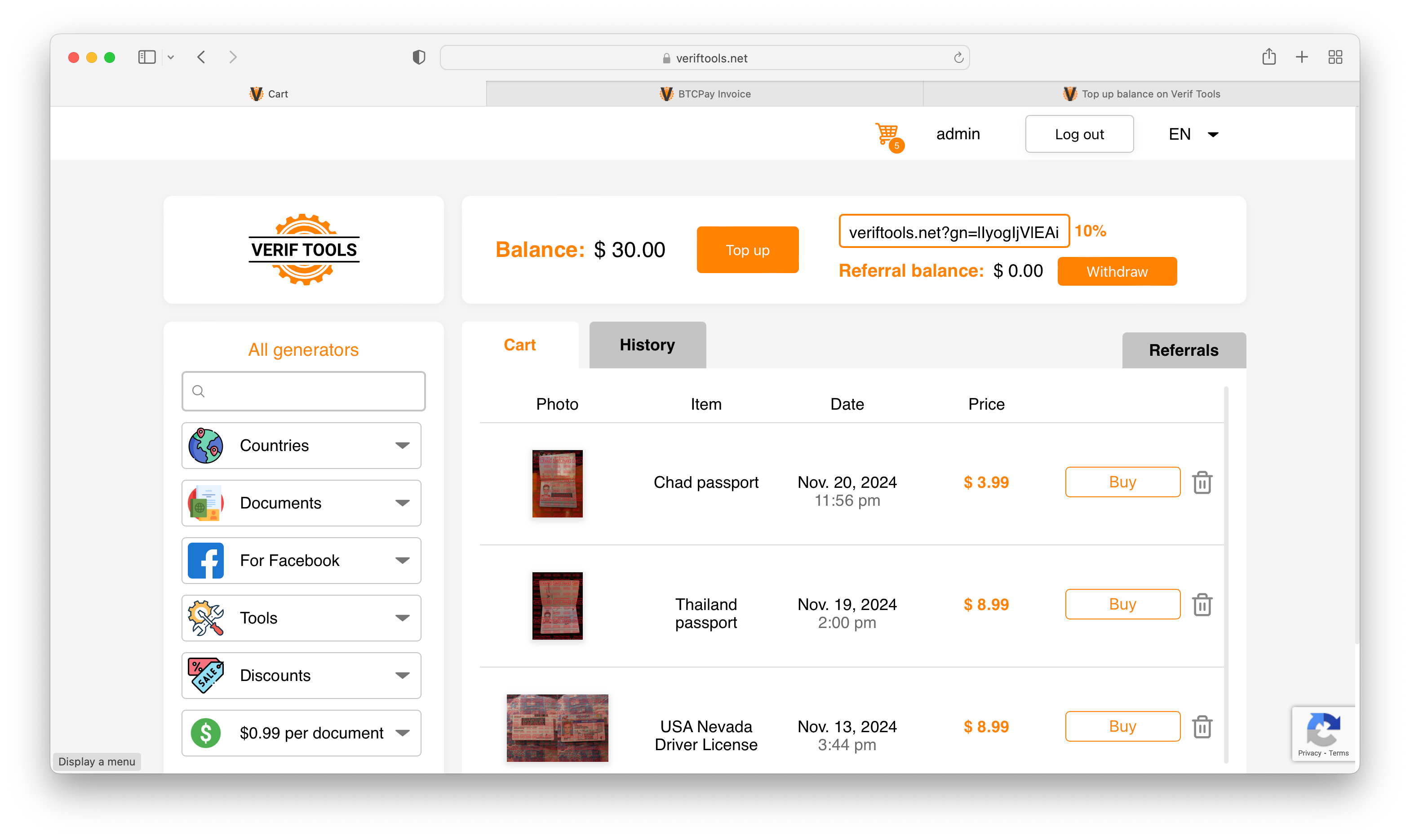 Payment received screen Payment received screen