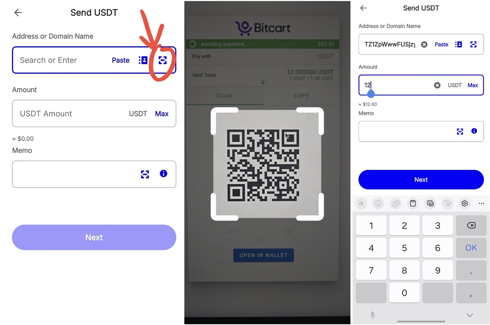 Sending USDT from wallet Sending USDT from wallet